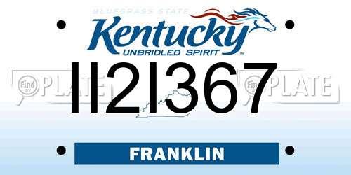 II2I367 Kentucky License Plate