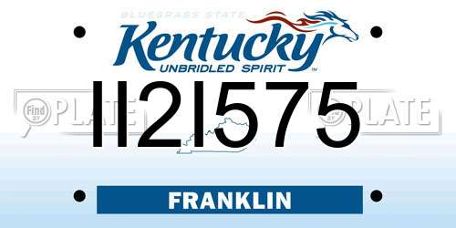 II2I575 Kentucky License Plate