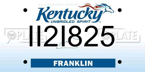 II2I825 Kentucky License Plate