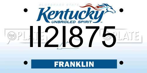 II2I875 Kentucky License Plate