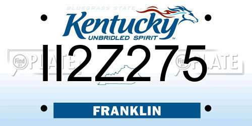 II2Z275 Kentucky License Plate