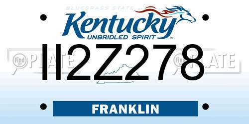 II2Z278 Kentucky License Plate