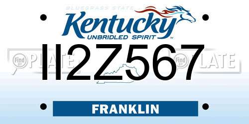 II2Z567 Kentucky License Plate