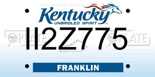 II2Z775 Kentucky License Plate