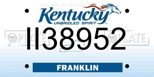 II38952 Kentucky License Plate