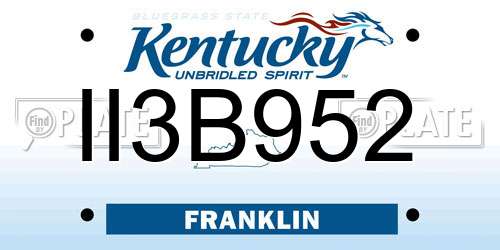 II3B952 Kentucky License Plate