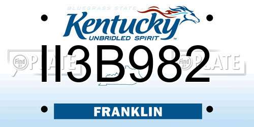 II3B982 Kentucky License Plate