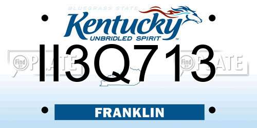 II3Q713 Kentucky License Plate