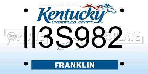 II3S982 Kentucky License Plate