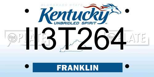 II3T264 Kentucky License Plate