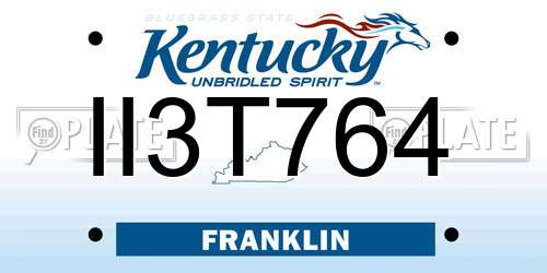 II3T764 Kentucky License Plate