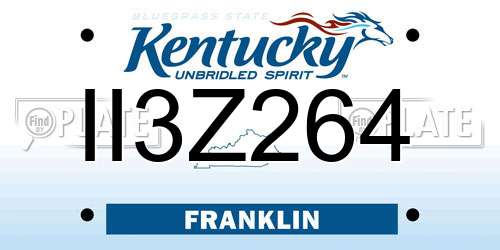 II3Z264 Kentucky License Plate