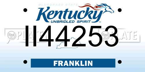 II44253 Kentucky License Plate