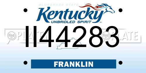 II44283 Kentucky License Plate