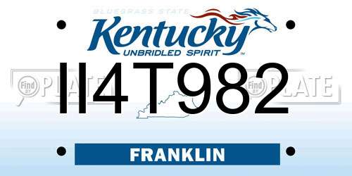 II4T982 Kentucky License Plate
