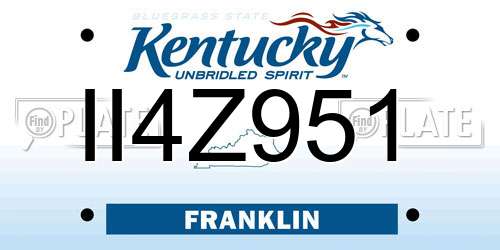 II4Z951 Kentucky License Plate