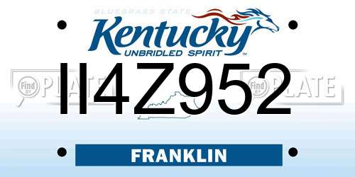 II4Z952 Kentucky License Plate