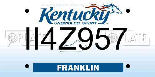 II4Z957 Kentucky License Plate