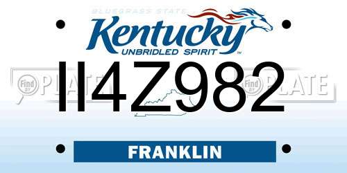 II4Z982 Kentucky License Plate