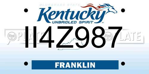 II4Z987 Kentucky License Plate