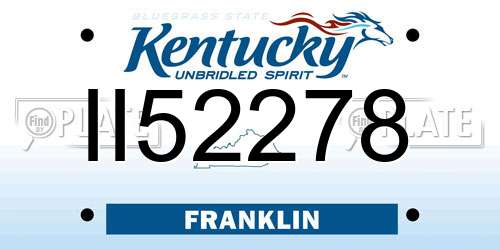 II52278 Kentucky License Plate