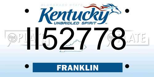 II52778 Kentucky License Plate