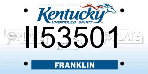 II53501 Kentucky License Plate