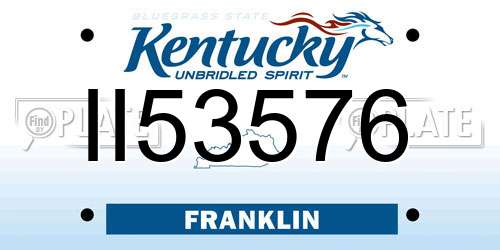 II53576 Kentucky License Plate