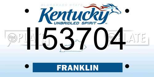 II53704 Kentucky License Plate