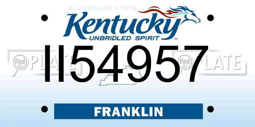 II54957 Kentucky License Plate