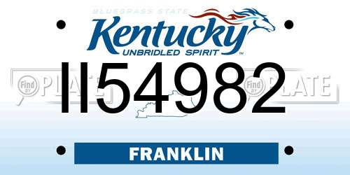 II54982 Kentucky License Plate