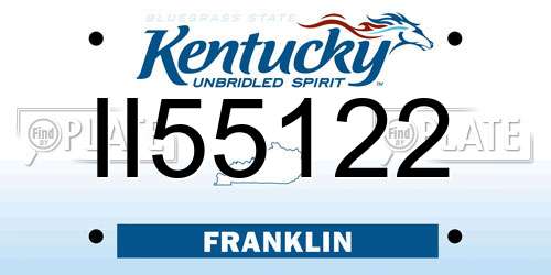 II55122 Kentucky License Plate