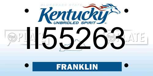 II55263 Kentucky License Plate