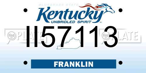 II57113 Kentucky License Plate