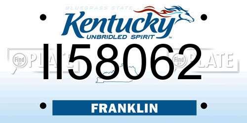 II58062 Kentucky License Plate