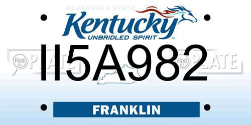 II5A982 Kentucky License Plate