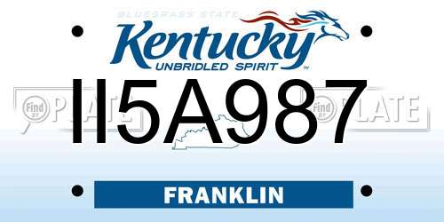 II5A987 Kentucky License Plate