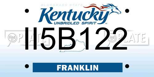 II5B122 Kentucky License Plate