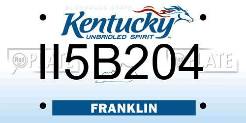 II5B204 Kentucky License Plate