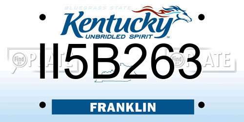 II5B263 Kentucky License Plate
