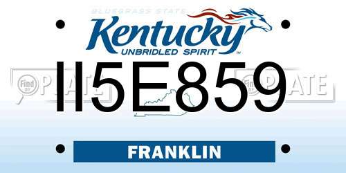 II5E859 Kentucky License Plate