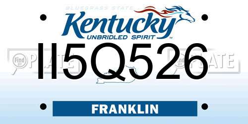 II5Q526 Kentucky License Plate