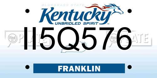 II5Q576 Kentucky License Plate