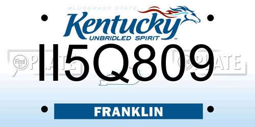 II5Q809 Kentucky License Plate