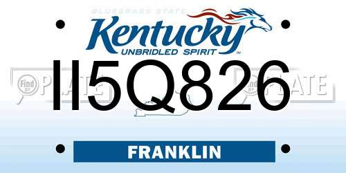 II5Q826 Kentucky License Plate