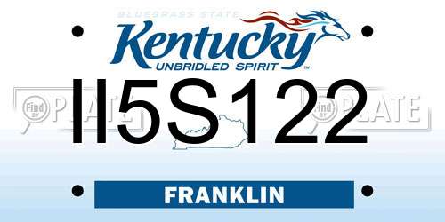 II5S122 Kentucky License Plate