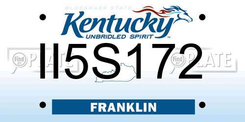 II5S172 Kentucky License Plate
