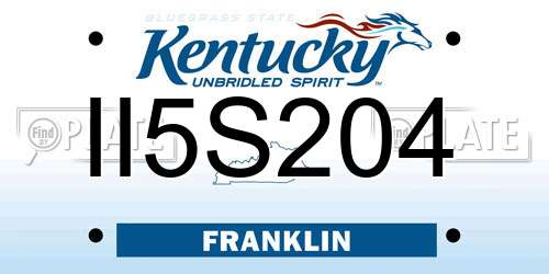 II5S204 Kentucky License Plate