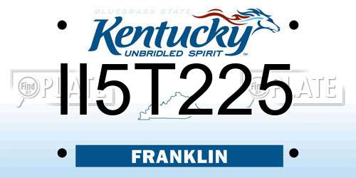 II5T225 Kentucky License Plate