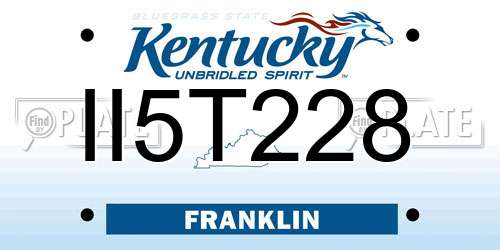 II5T228 Kentucky License Plate